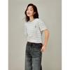 INMAN Women's Casual Striped Embroidered T-Shirt