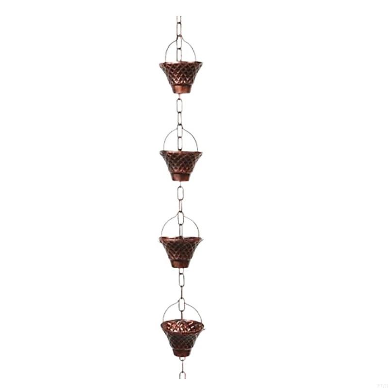 Antique Bronze Meshes Rain Chain Decorative Hanging Gutter Chain for Artistic Garden Drainage and Decoration P9YB