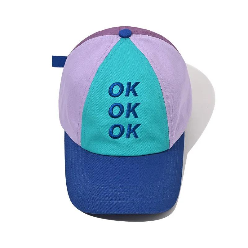 Sommer OK Buchstabe Color Block Baseballkappe - Designer Golf Trucker Sport Snapback, für Damen Herren 56-59cm, Stilvolle Kopfbedeckung