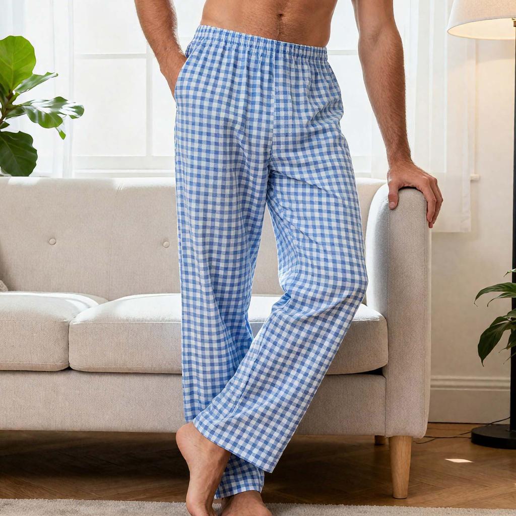 Men's Plaid Stripe Casual Pants Men's Casual Fashion Pajama Pants