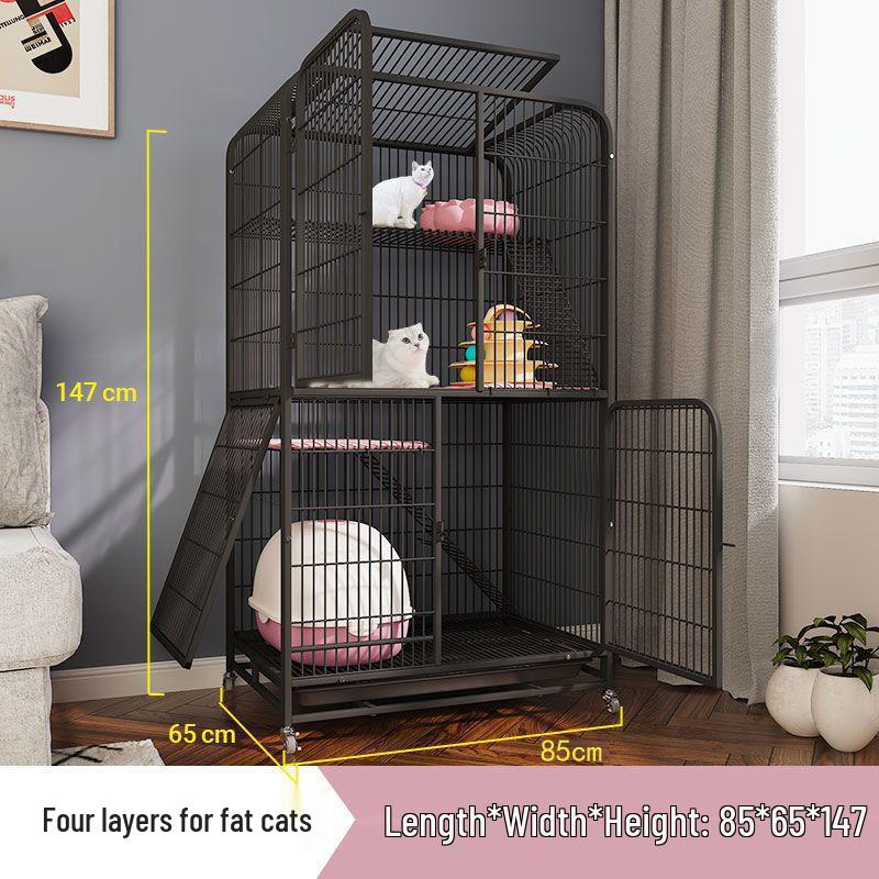 Cat Villa with Integrated Litter Box - Spacious, Secure Indoor Cage for Cats