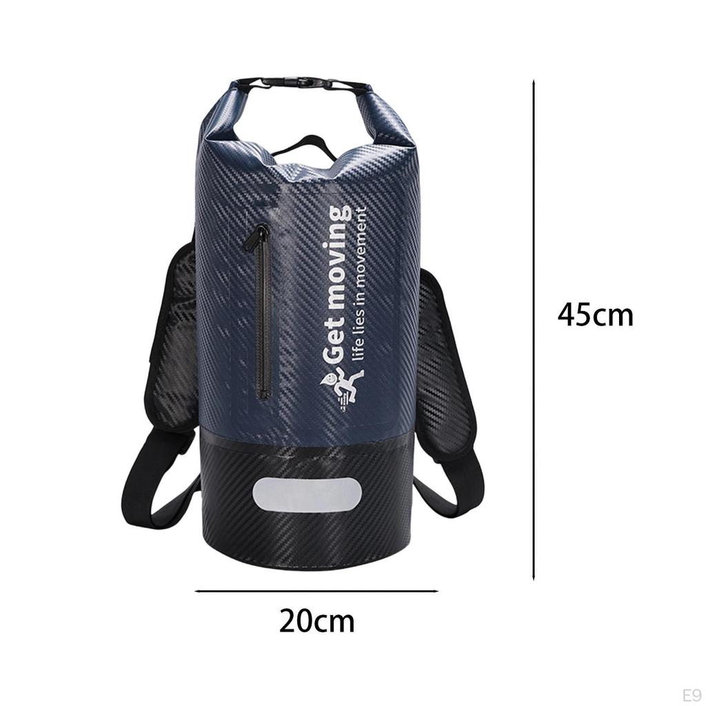 Dry Bag 10L Comfortable Sturdy W Clear Compartment Float Backpack Waterproof for Camping Fishing