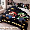 Custom Name Text 3Pcs Bedding Set Super Mario Duvet Cover And Two Pillowcases