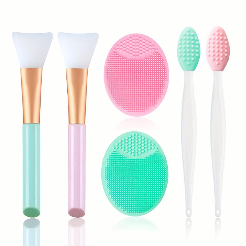 6 Pieces Face Brush Set, Manual Silicone Exfoliating Lip Brush Nose Cleansing Brush and Mask Brush for Facial Skin Care