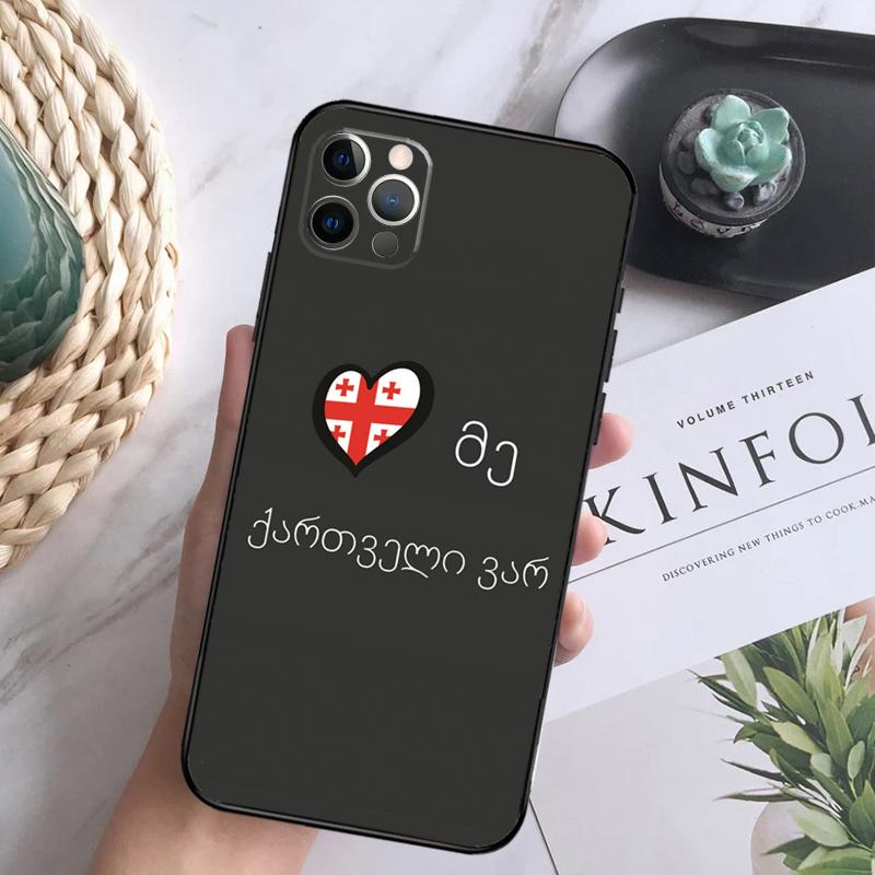 Georgia Flag Soft Case For iPhone 16 Pro Max 13 12 Mini XS Max X XR 11 15 Pro Max 14 Plus Back Cover
