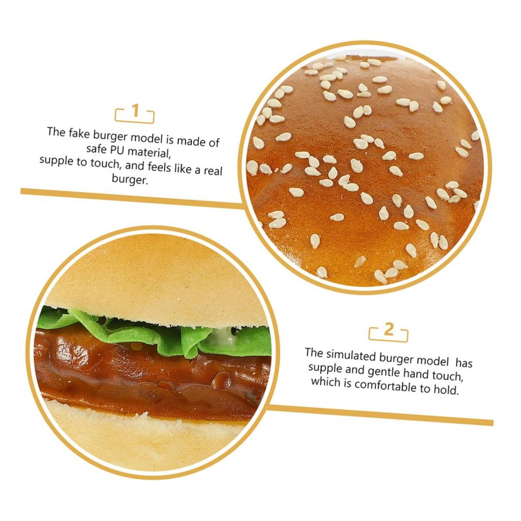NOLITOY Realistic Simulation Hamburger Model for Photography Food Table and Educational Pretend Textured and 2-Piece Props, Samples, Decorations,