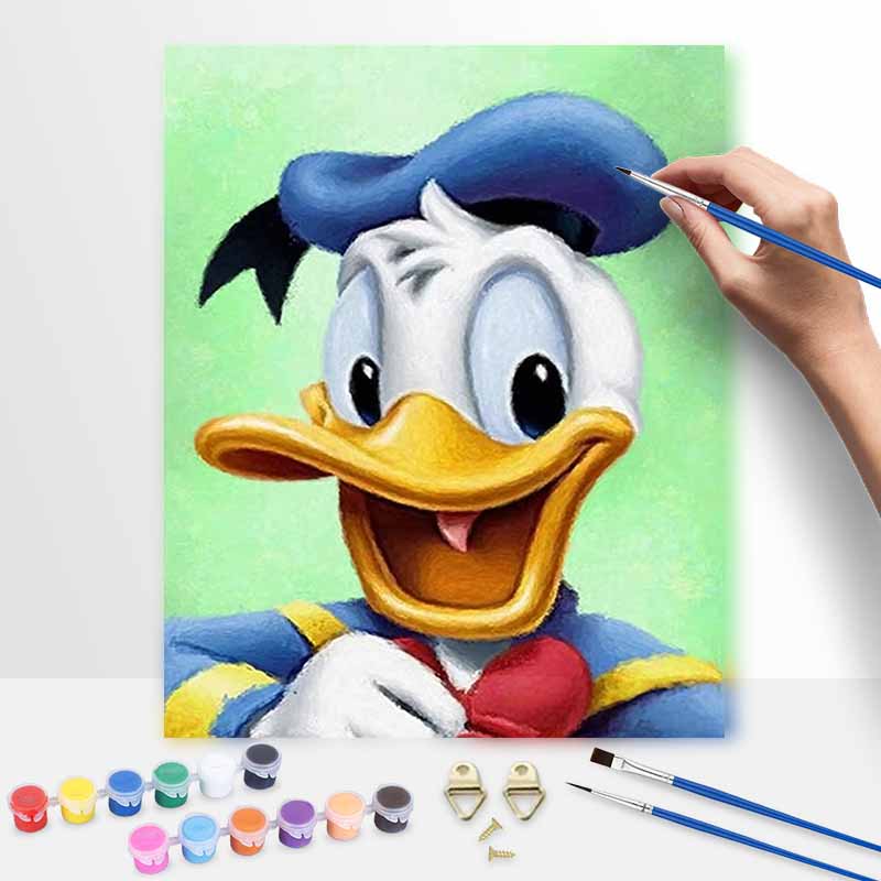 Disney Donald Duck Oil Paint by Numbers Painting Kit Handmade Diy Home Decor Gifts Wall Art Canvas Picture Cartoon Character Mural