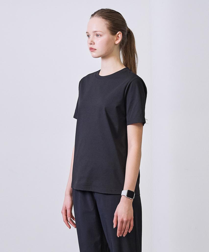 BASIC HOUSE Women'S Breathable Sorona Regular Fit Plain Short Sleeve T-Shirt Black