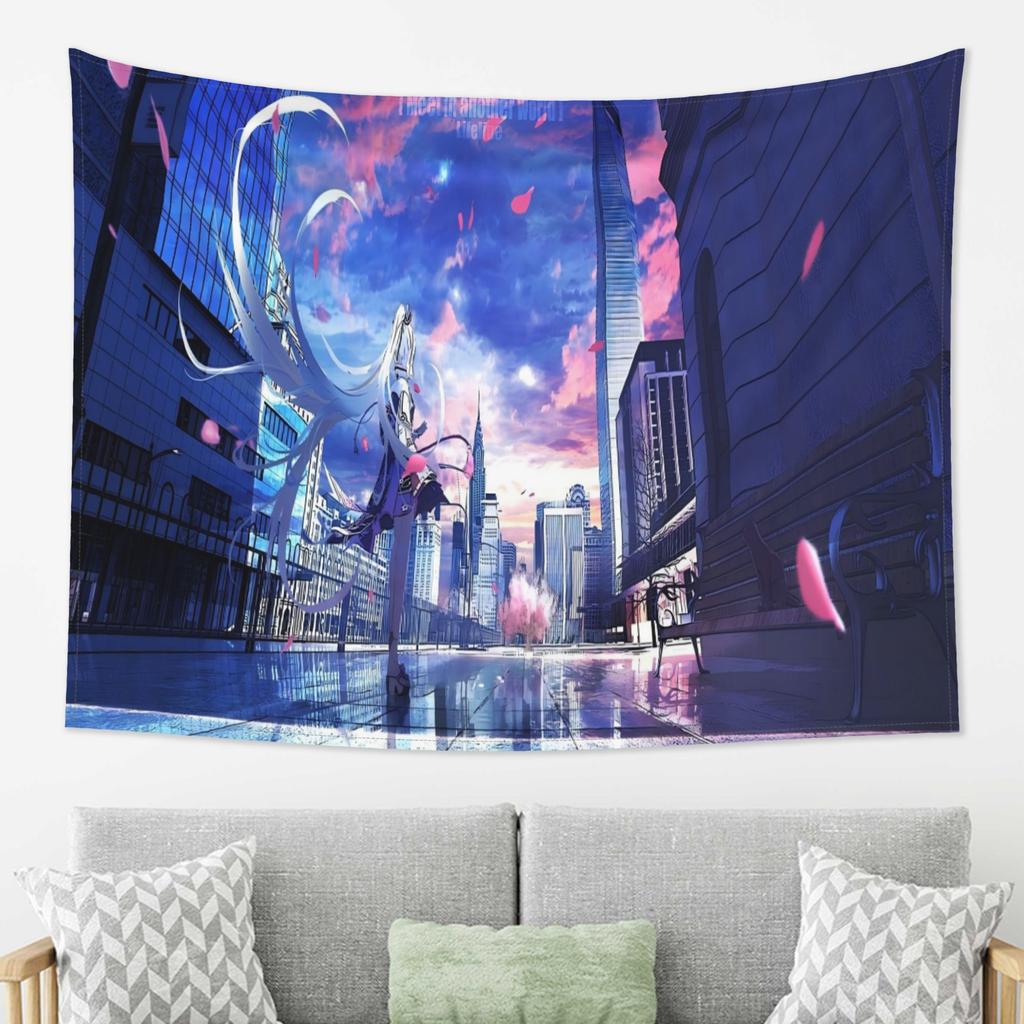 Urban Fantasy Urban Landscape Tapestry An Ideal Choice for Bedroom and Living Room Decoration in Anime Scenes