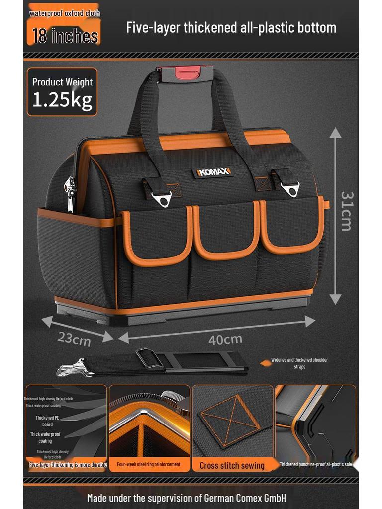 Durable Canvas Toolkit Bag: Portable, Multifunctional Handbag for Electrician Repairs and Storage.