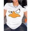Duck Graphic Print T-Shirt for Women Casual Short Sleeve Tee 1 Pcs 100% Heavy Cotton - Comfortable Crew Neck, Soft Adorable Tees Tops