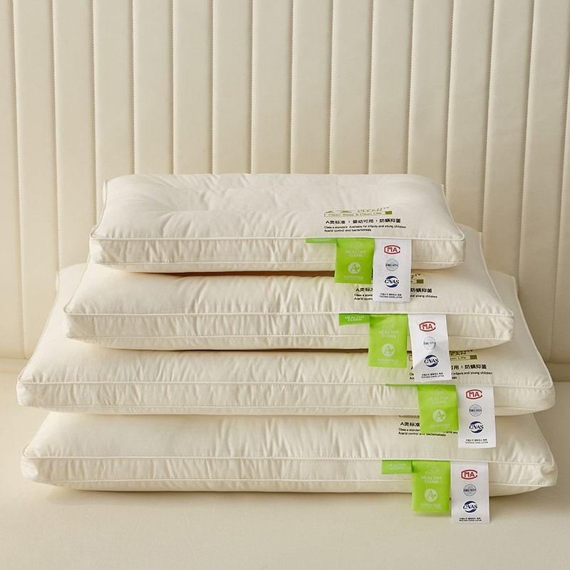 Low Profile Orthopedic Pillow Neck Support Sleep Aid Kids Students Cotton Cover Fiber Fill Hypoallergenic