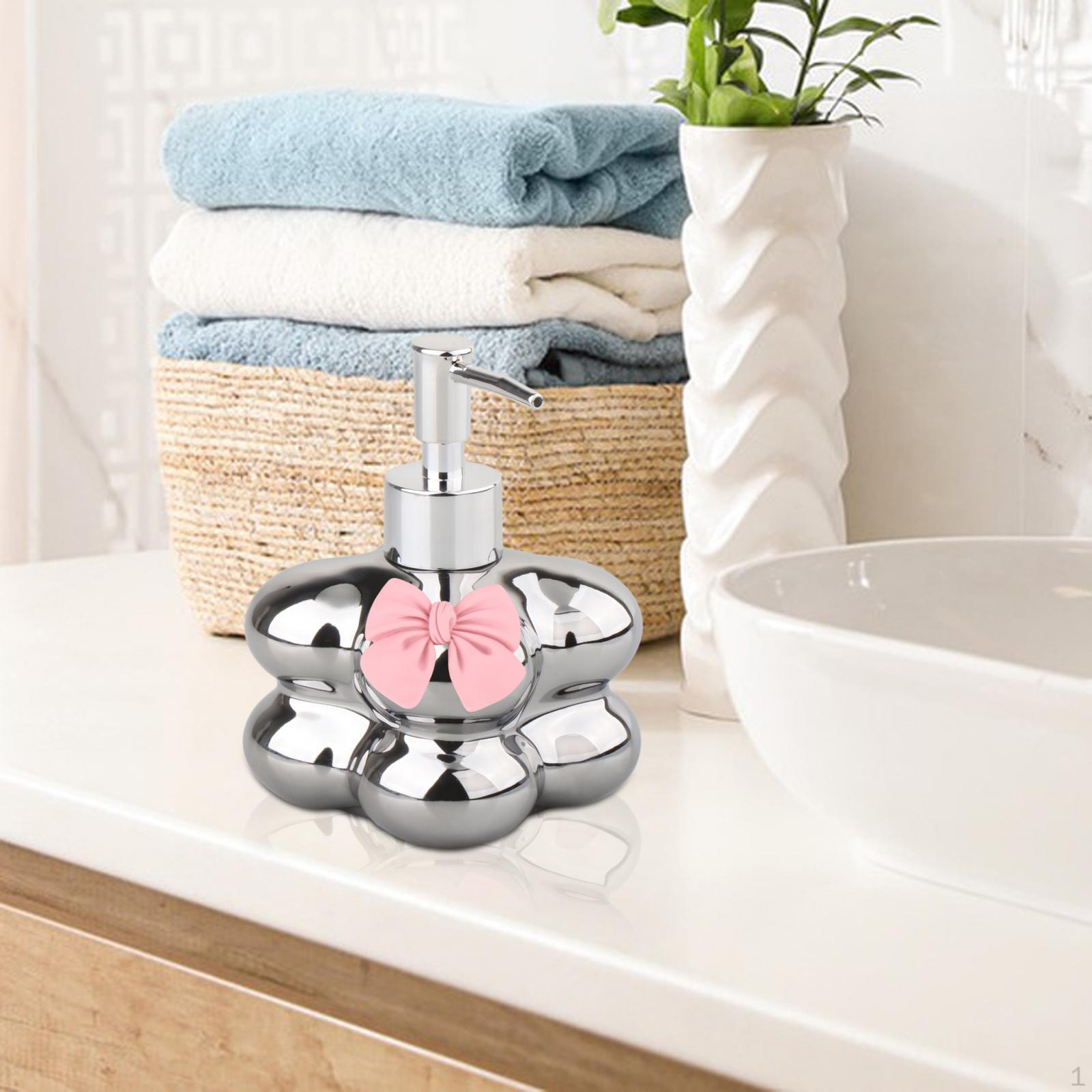 Ceramic Hand Soap Dispenser Lotion Modern 370ml Liquid Dispenser, Shower Gel for Argent