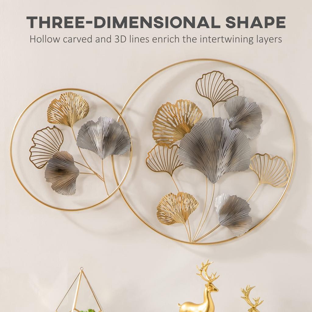 Large Metal Wall Art, Modern Hanging Wall Sculpture with Unique Multi-leaf Design