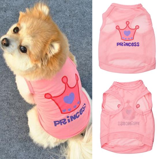 T-shirt Gilet Estivo con Lettera e Corona da Principessa per Cane Gatto Cucciolo Costumi