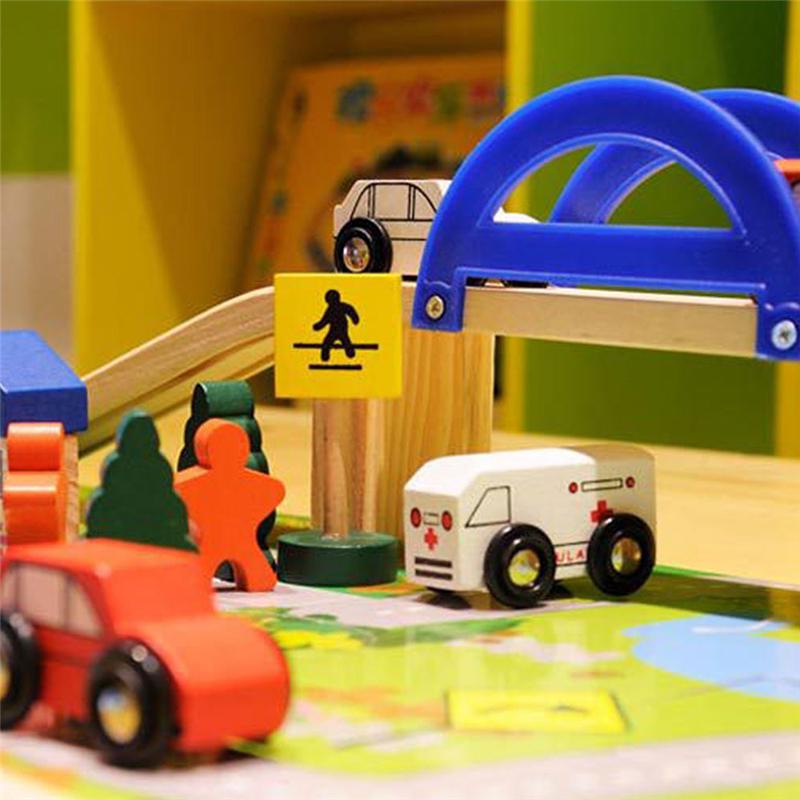Small Train Track Car Wooden Toy Play House Children Educational Toy Building Block Toy 