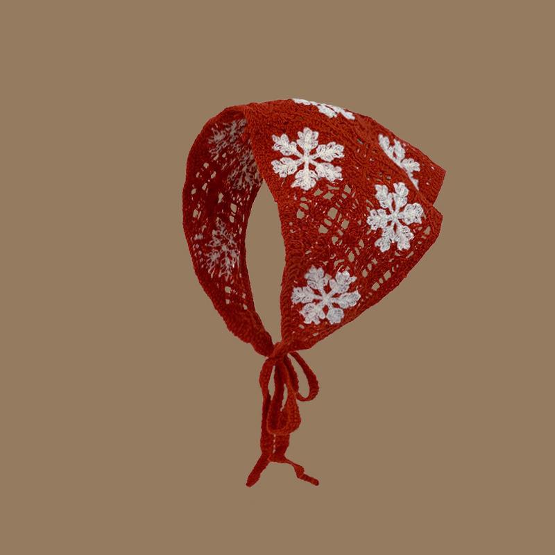 Headscarf Hat Pastoral Style Triangle Headband For Women Girls Handmade Crochet Headband Little Flower Headscarf