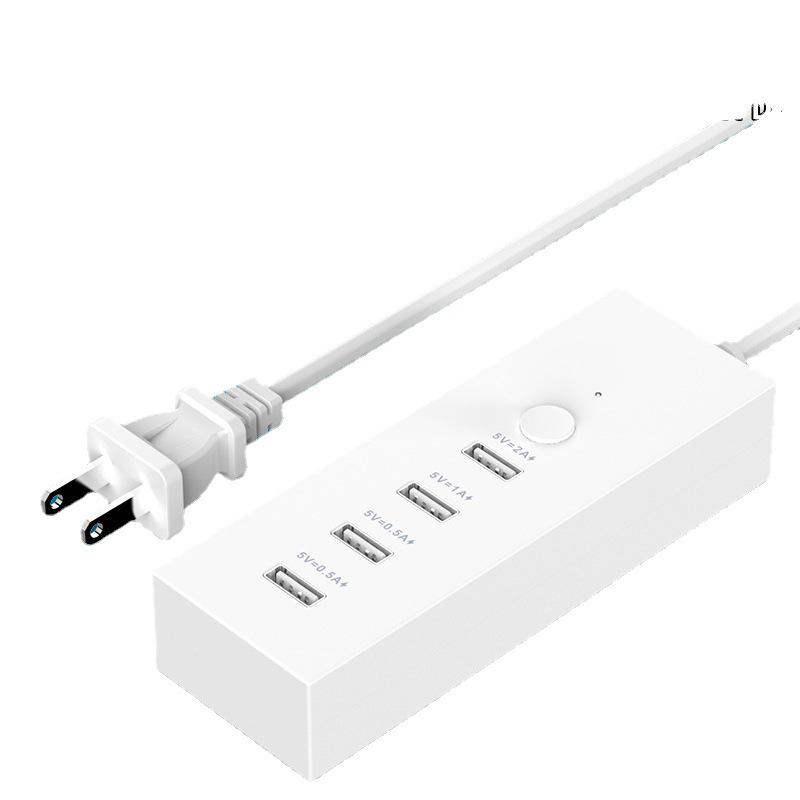 

Portable Multi-Port 5V 2A USB Charger with 4 Fast-Charging Ports and Switch - Ideal for Business Travel. US Standard белый