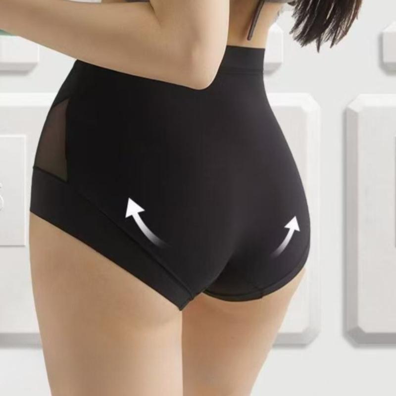 Plus Size Lightweight Mesh Shaping High-waisted Women's Underwear Sexy Ultra-thin Sheer Panties Fashion Seamless Cotton Crotch Briefs