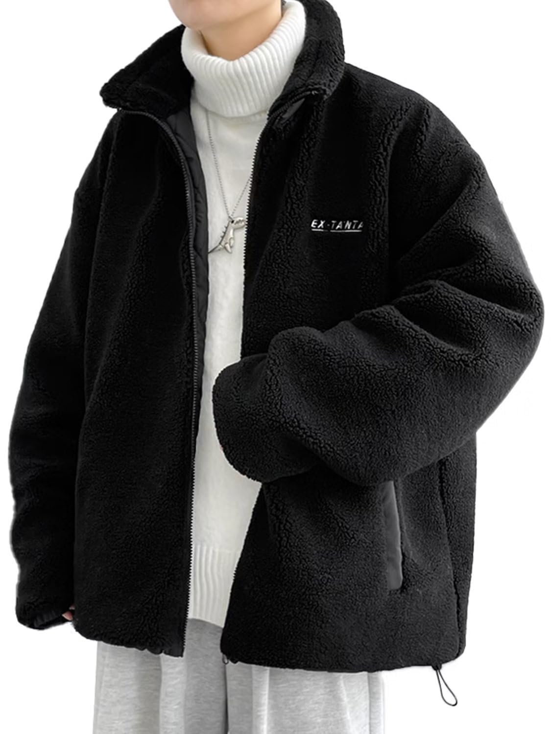 VICALLED Winter Warm Stand Stand Casual Outerwear Men s Jacket, Collar, Collar, чёрный