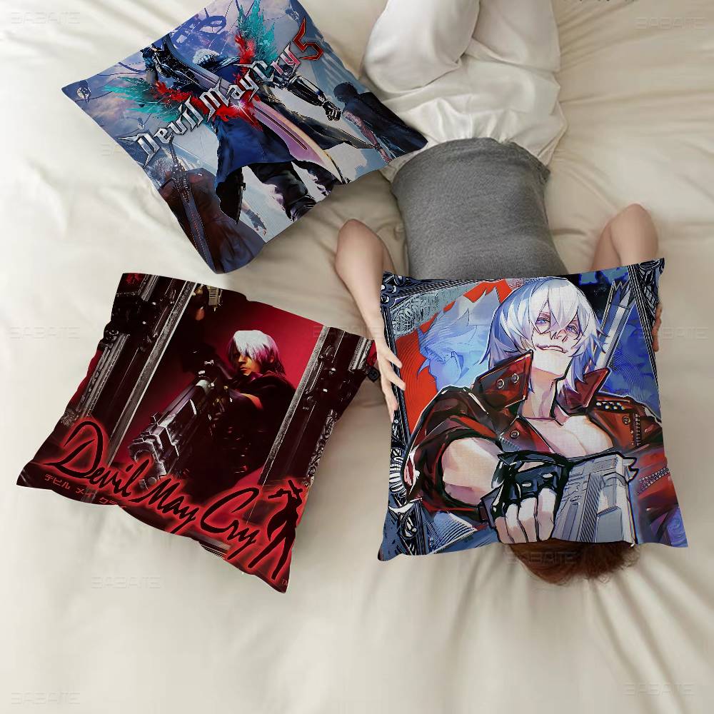 Classic D-Devil M-May C-Cry Action Game Pillow Covers Cartoon Sofa Decorative Home Double-sided Printing Short Plush Cute