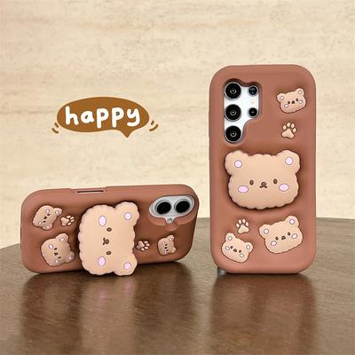 Bear Case Holder Cover for Samsung Galaxy S25 S24 S23 Ultra S21 S23 FE A12 A13 A14 A15 A16 A24 A25 A26 A35 A36 A51 A31 A30S A52 A53 A54 A55 A56 A50S