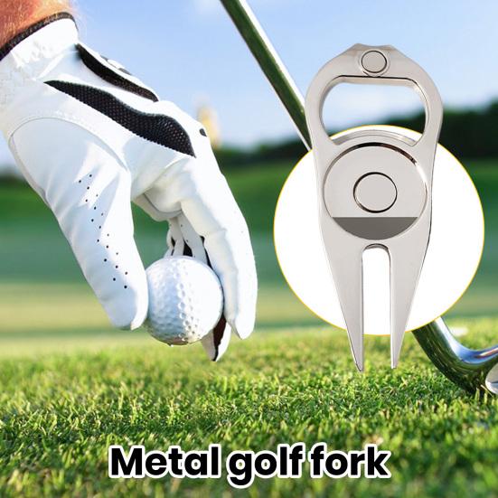 Zinc Alloy Golf Divot Repair Tool Bottle Opener Magnetic Ball Marker Holder Metal Green Fork Tool Golf Accessories Men Women Golfer Enthusiasts Gift