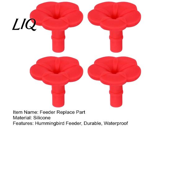 Scratch-free Bird Feeder Part 4PCS Hummingbird Replacement Parts, Simulated Red Flowers Shape, Universal Elastic Nozzle Fit Silicone Waterproof
