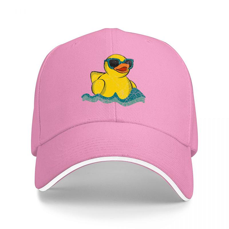 Duckie Vibes Baseball Cap Featuring Cool Yellow Rubber Duck With Sunglasses On Black Hat For Fun And Fashionable Look