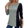 Frühling und Herbst Damen Strickoberteil Colorblocking Button Split Casual Langarm Top Bluse