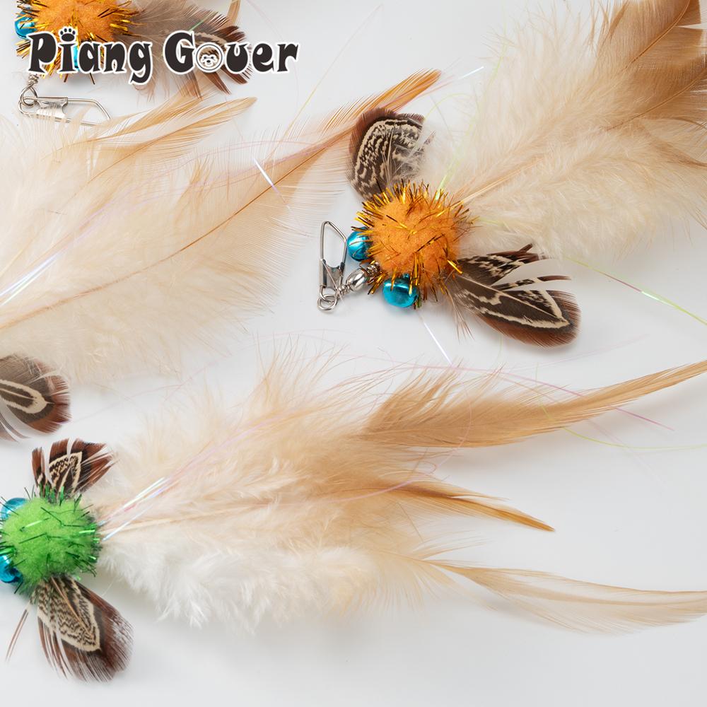 5pcs Feather Plush Ball Replacement Head Cat Teaser Stick Change Heads Toys Interactive Pet Supplies