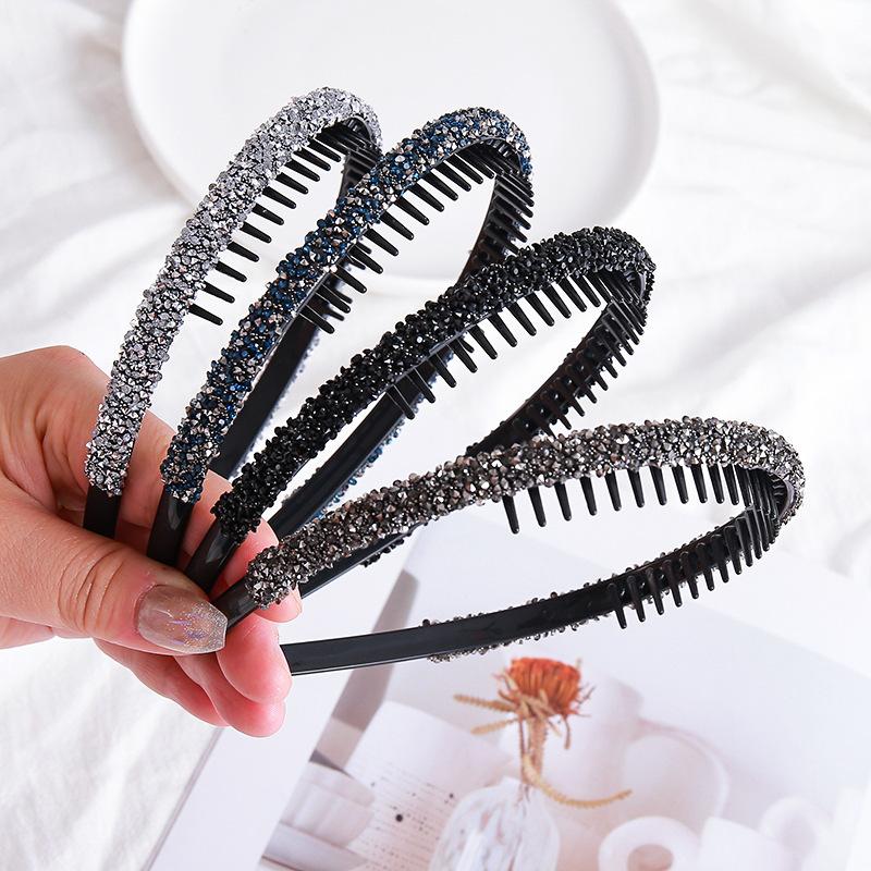 Non-slip Toothed Rhinestone Hair Hoops Elastic Comfortable Headbands Fashion Hair Accessories for Women Wedding Bridal