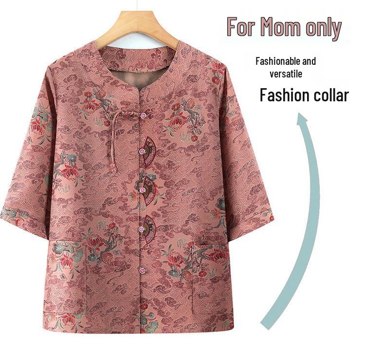 2026 Spring/Summer Slimming Printed Shirt for Plus Size Middle-Aged & Elderly Women