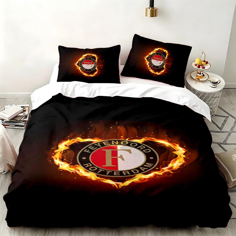 Feyenoord Rotterdam 3pc Set Perfect for Bedroom Use Comfortable Bedding Set Includes a Duvet Cover and Two Pillowcases Ideal Birthday or Christmas Gif