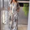 Women's Abstract Print Loose Fit Short Sleeve Top and Wide Leg Pants Set