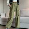 Women Casual Joggers Sports Pants Vintage Solid Low Waist Drawstring Baggy Trousers Y2K Wide Leg Sweatpants Streetwear Cargo Pants