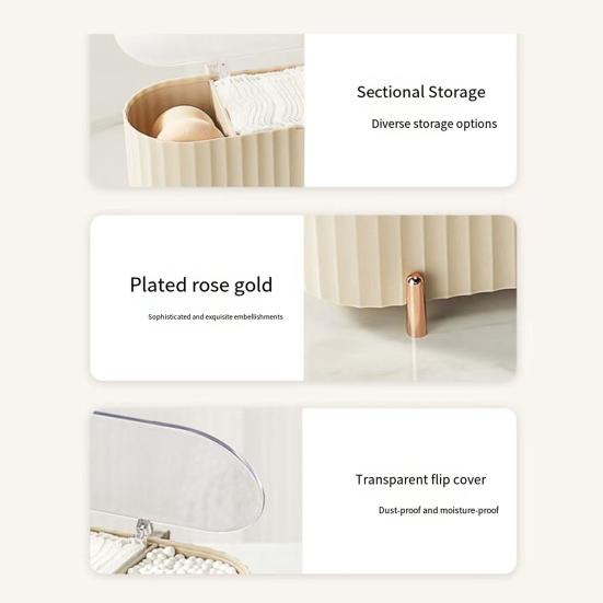 Kosmetik-Baumwoll-Aufbewahrungsbox mit durchsichtigem Deckel Staubdicht Großes Fassungsvermögen 3 Fächer Wattestäbchen Wattepads Halter Organizer Behälter