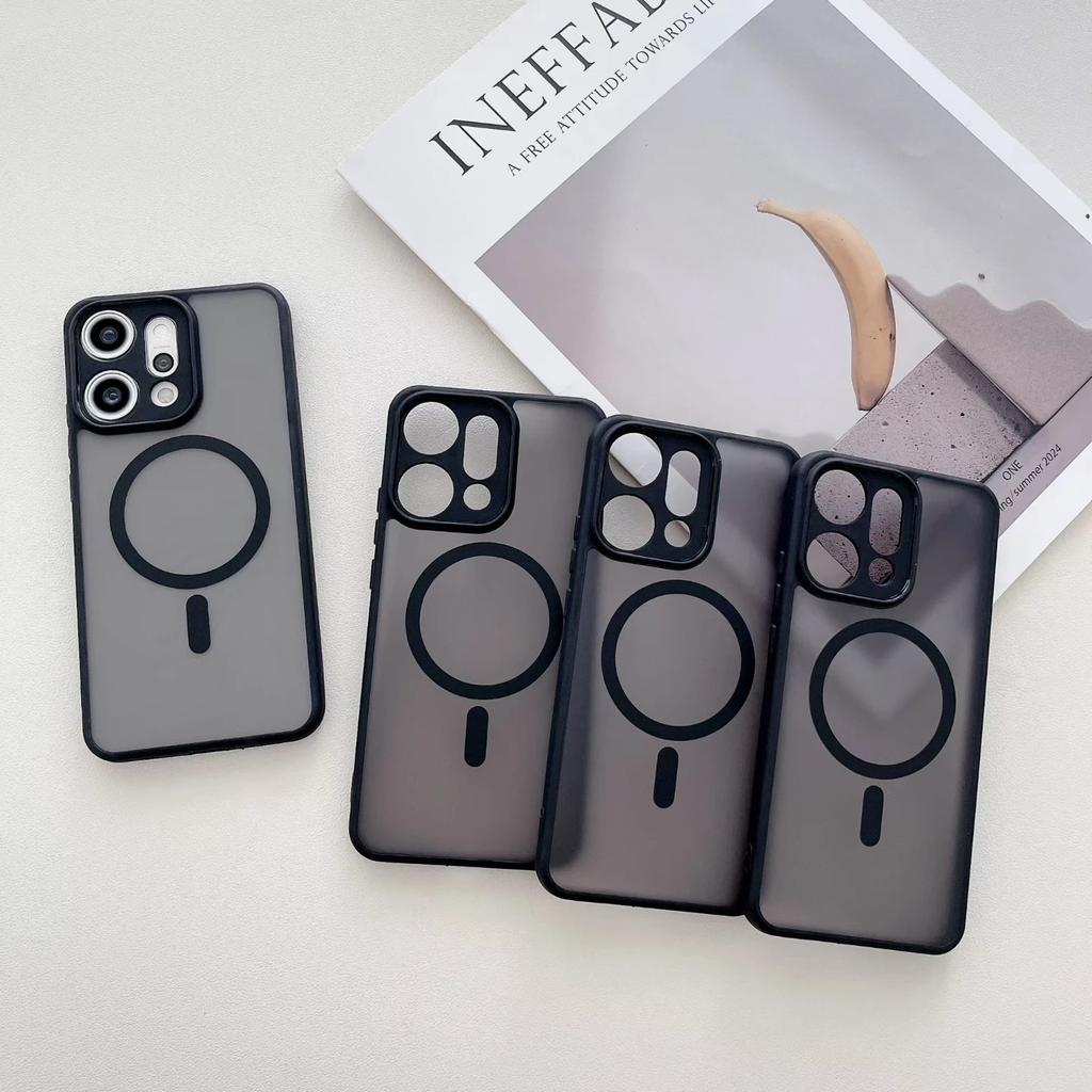 For OPPO Reno 14 13 12 Reno14 Reno13 F Pro 13F 14F 12F Case Magnetic Plating Airbag Soft Matte Transparent Shockproof Back Cover