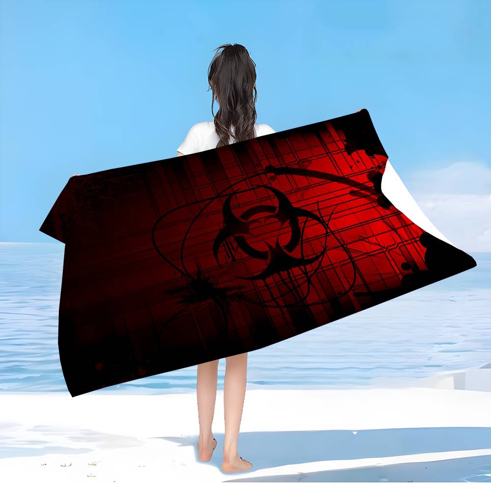 Games Biohazard Logo Bath Towel Microfiber Soft Water Absorbing Breathable For Girl Kids Decorative Cartoon Beach Towel