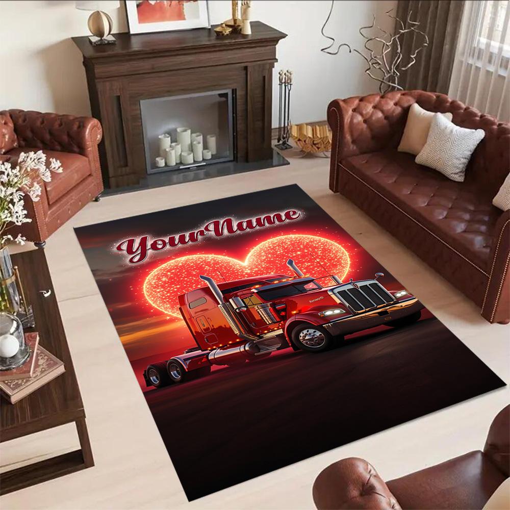 Peterbilt Heavy Trucks Personalized Name Floor Rug Office Rug Perfect for Hallway Entryway Decorate room Kitchen Antislip Carpet Decorate Offices