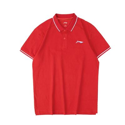Polo sportiva a maniche corte da uomo e da donna, tinta unita, traspirante, ad asciugatura rapida, taglio dritto, top unisex, rosso APLT121-3