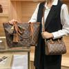 Leather Women's Bag New Vintage Flower Large Capacity Simple Tote Bag Versatile Handbag Shoulder Bag