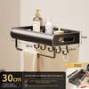Wall Mount Bathroom Storage Shelf With Hooks Removable Aluminum For Toilet And Sink Area