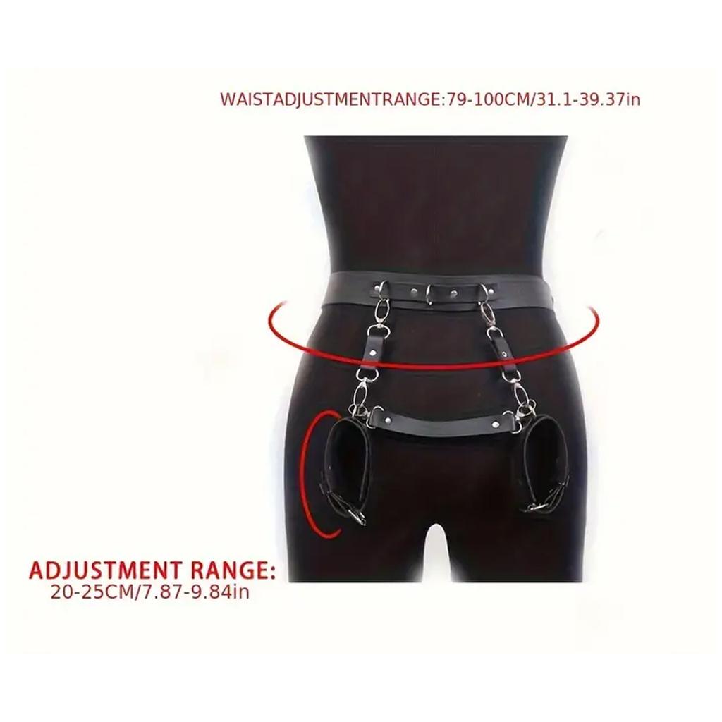 Women Leather Handcuffs Sex Bondage Wrist Cuffs Behind  Kit Adjustable Waist Strap Adult SM Game Erotic Sex Toy for Couples