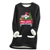 Ladies' Loose And Comfortable Round Neck Christmas Print Thick With Pockets Long Sleeved Top