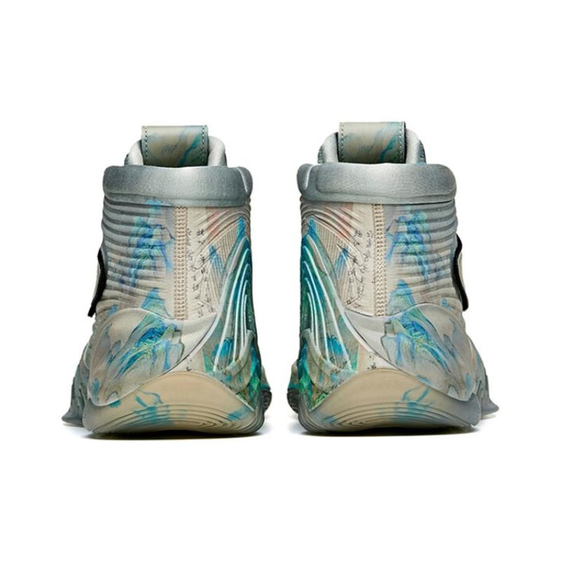 Anta KT6 Norman Jiangshan Cushioning Anti-Slip And Wear-Resistant High-Top Basketball Shoes Gray Blue Sneakers 112111101-15