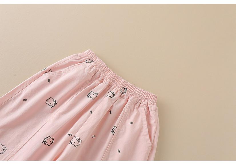 Summer 2026 Girls' Mosquito Repellent Cat Print Casual Pants
