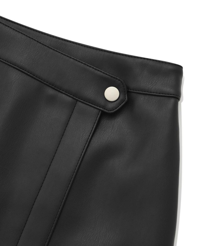 COVERNAT WOMAN Synthetic Leather Wrap Skirt Black