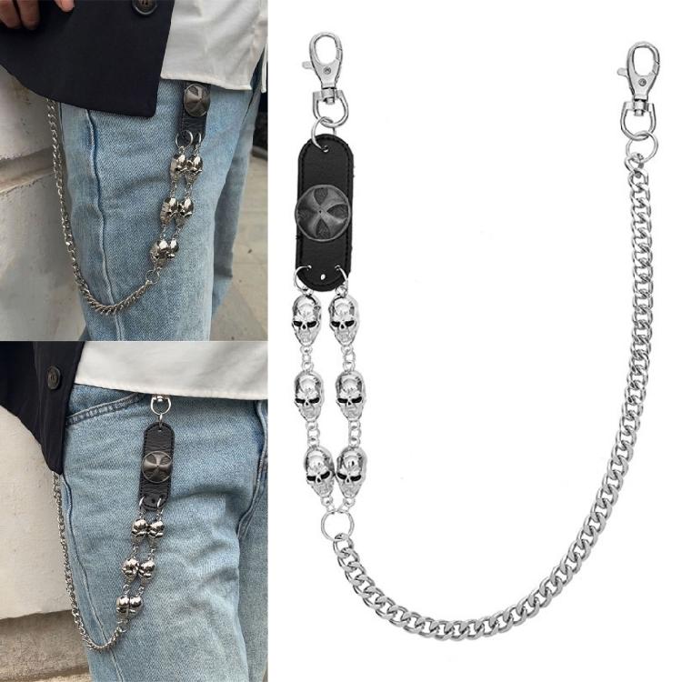 Metal Skull Chain HipHop Bag Chain Waist Jewelry Alloy Texture for Showcasing Personality at Festivals and Parties