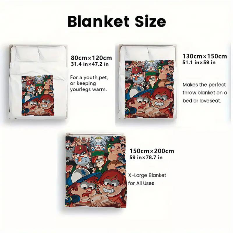 Gravity Falls Cartoon 2D Flat Pattern Flannel Blanket High Quality All Seasons Warmth and Comfort Perfect for Christmas Gifts.SMT0917582